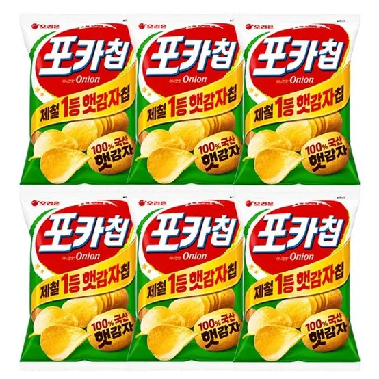 오리온 포카칩 어니언맛 66g 6개 감자칩 과자 안주