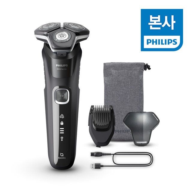 필립스 Philips SkinIQ 5000 시리즈 전기면도기 S5898/18 딥블랙(본체+클렌징팟+파우치+카트리지1)