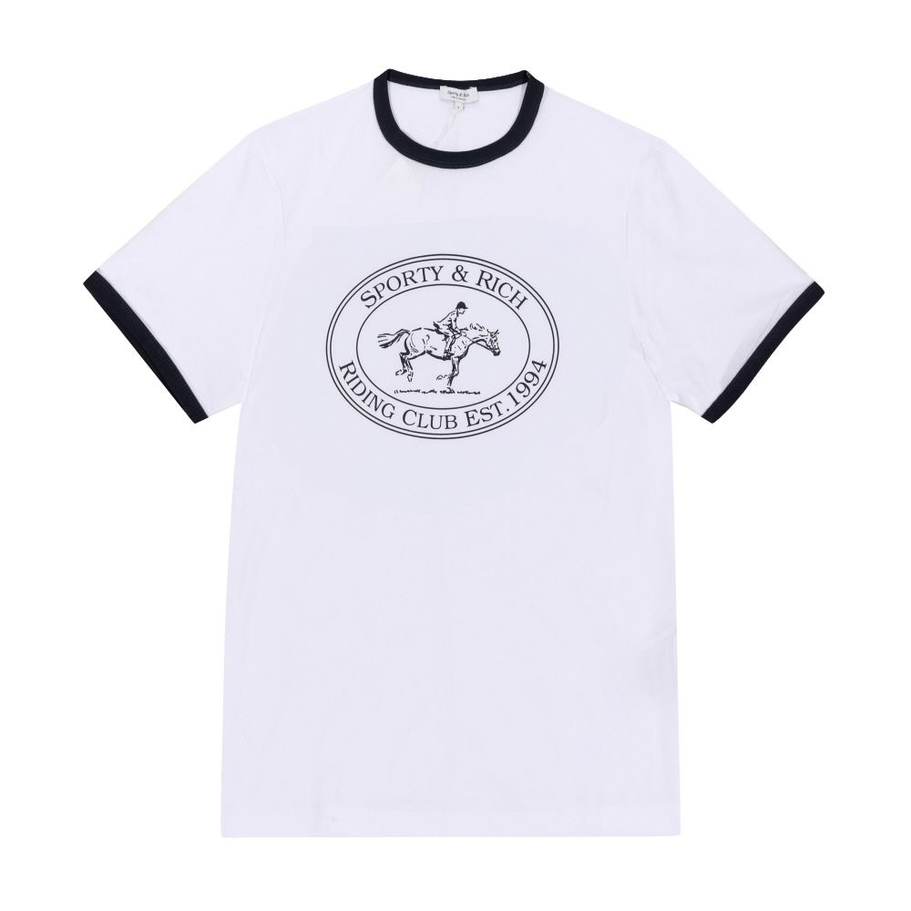 스포티앤리치 TO073612244WH01 WHITE 라이딩 클럽 (Riding Club) 콘트라스트 링거 공용 반팔티