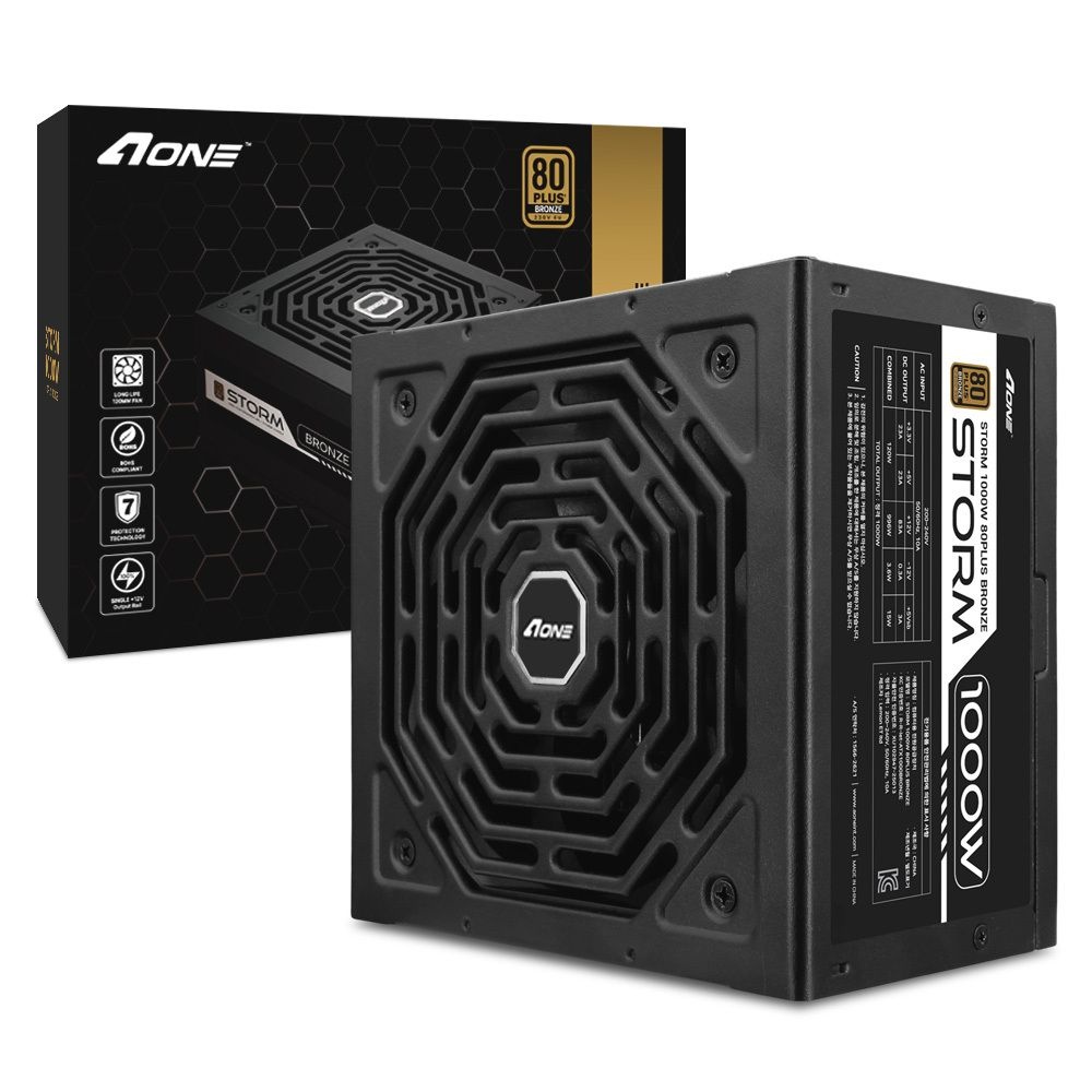 에이원 AONE 스톰 1000W 80PLUS 브론즈 블랙 PC 파워서플라이 컴퓨터 전원