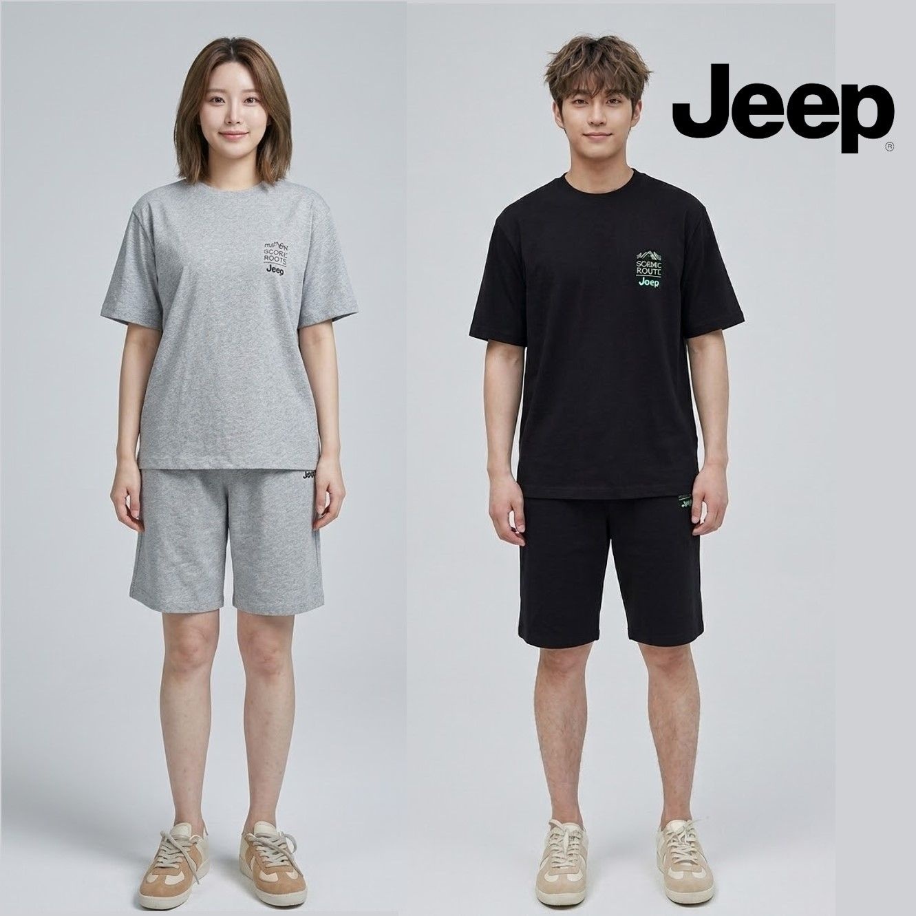 지프 JEEP [남녀공용] R2594994 반팔티셔츠 반바지 트레이닝 SET UP