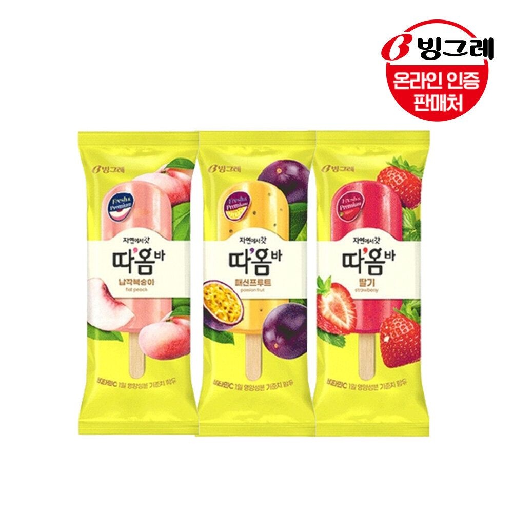 [G][빙그레] 따옴바 3종 30개(딸기/패션프루트/납작복숭아)
