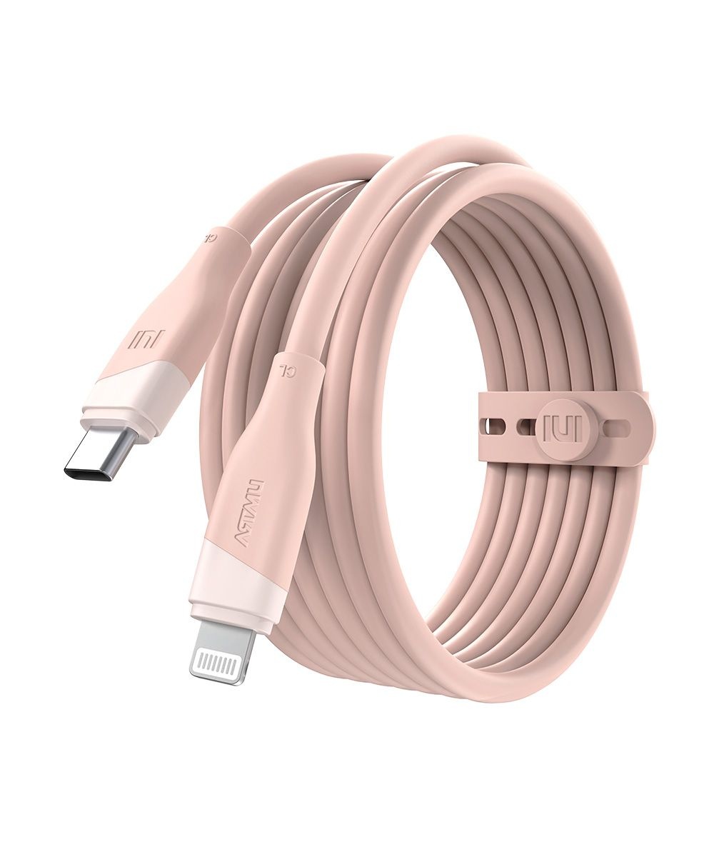 아트뮤 실키 USB C타입 to 라이트닝 8핀 MFi 고속충전 케이블 50cm 핑크