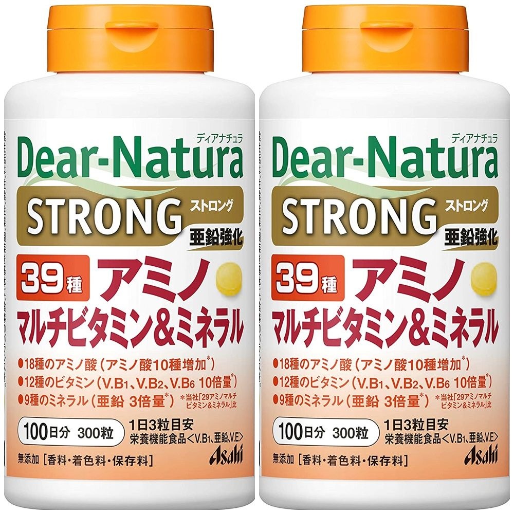 Asahi Dear Natura Strong 39 Amino Multi Vitamin Mineral 일본 아사히 스트롱 아미노산 멀티 비타민 미네랄 300정(100일분) 2통