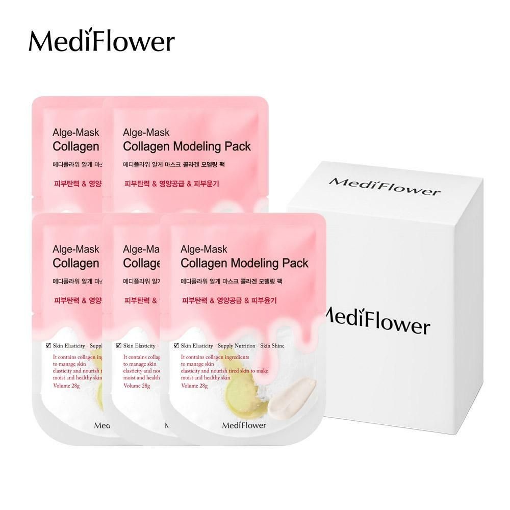 메디플라워 규조토 일회용 모델링팩 파우치 콜라겐 28gx5개입 세트