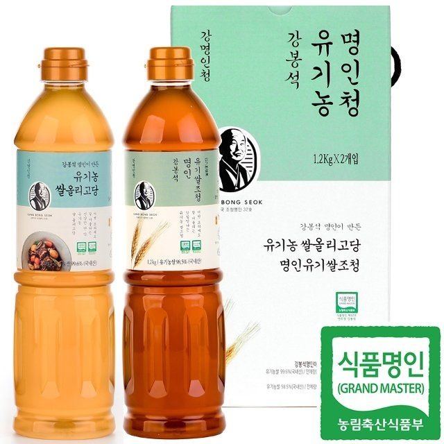 강봉석 명인 유기농 쌀조청+올리고당 1.2kgx2개 / 조...