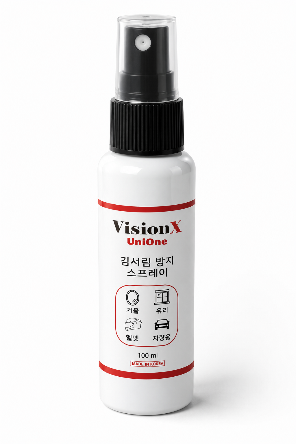 [쿠폰증정]비전엑스 유니원 차량용/헬멧용/고글용/유리용 안티포그 스프레이액 김서림 방지제 100ml