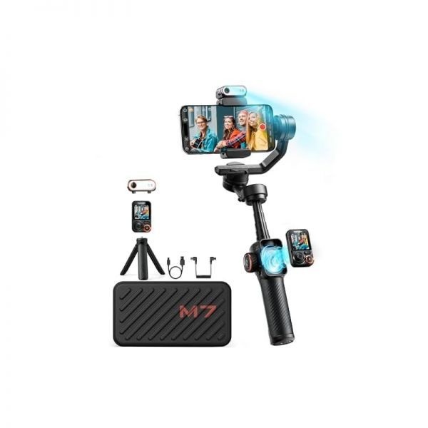 [해외] Hohem iSteady M7 아이폰호환용 짐벌 스테빌라이저 AI 트래킹 기능 1.4인치 탈착식 터치스크린 리모컨 내장 확장봉 보