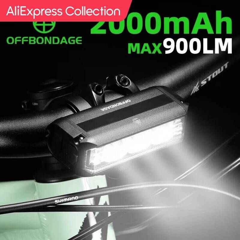 UnKnown [해외] 자전거 라이트 전조등 후미등 램프 후레쉬 AliExpress 컬렉션 OFFBondage 전면 900 루멘 2000mAh 방수 손전등 USB 충전 MTB 도