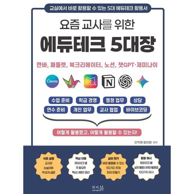 요즘 교사를 위한 에듀테크 5대장 캔바, 패들렛, 북크리에이터, 노션, 챗GPT∙제미나이 - 수업준비, 학급경영, 행정
