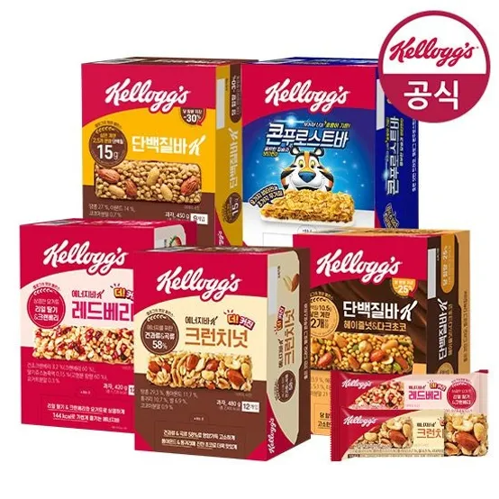 켈로그 에너지바 크런치넛 40g x 6개 + 레드베리 35g x 6개 인기모음전~