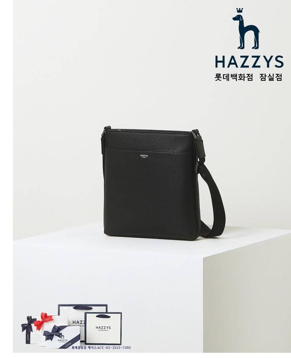 [롯데백화점] 헤지스 ACC [선물포장] HJBA3E892.BK_블랙 로고배색 가죽 크로스백