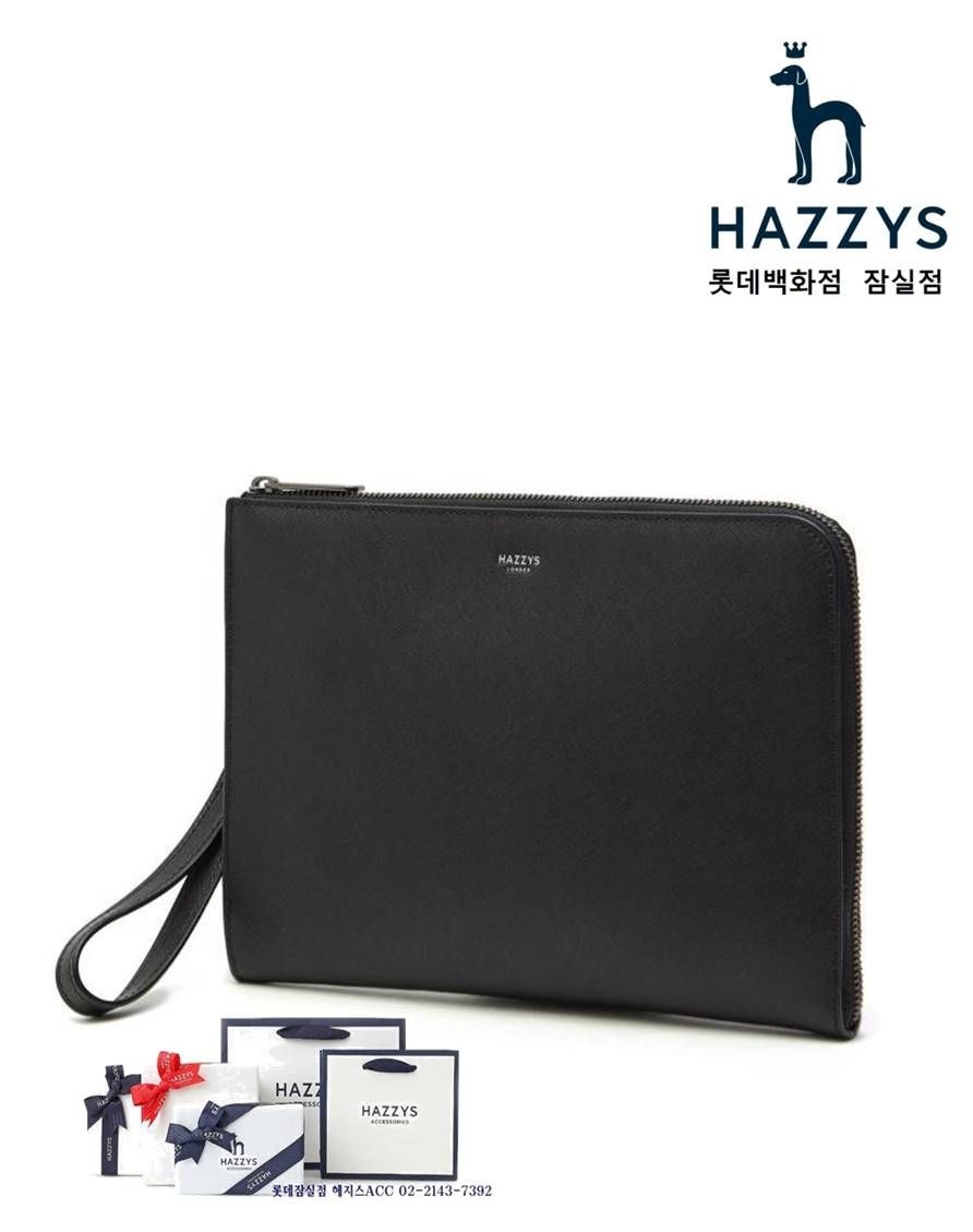 [롯데백화점] 헤지스 ACC [인기신상] HJHO4E625.BK_남성 블랙 소가죽 지퍼형 클러치백