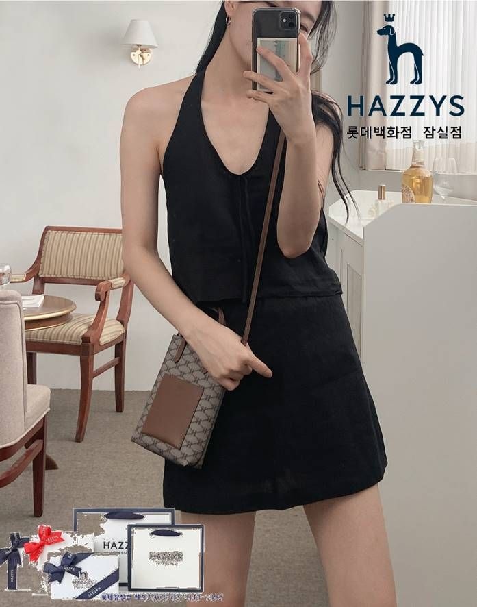 [롯데백화점] 헤지스 ACC [인기신상]HIWA4F897_여성 그레이 시그니처 패턴 가죽 미니 마이크로백