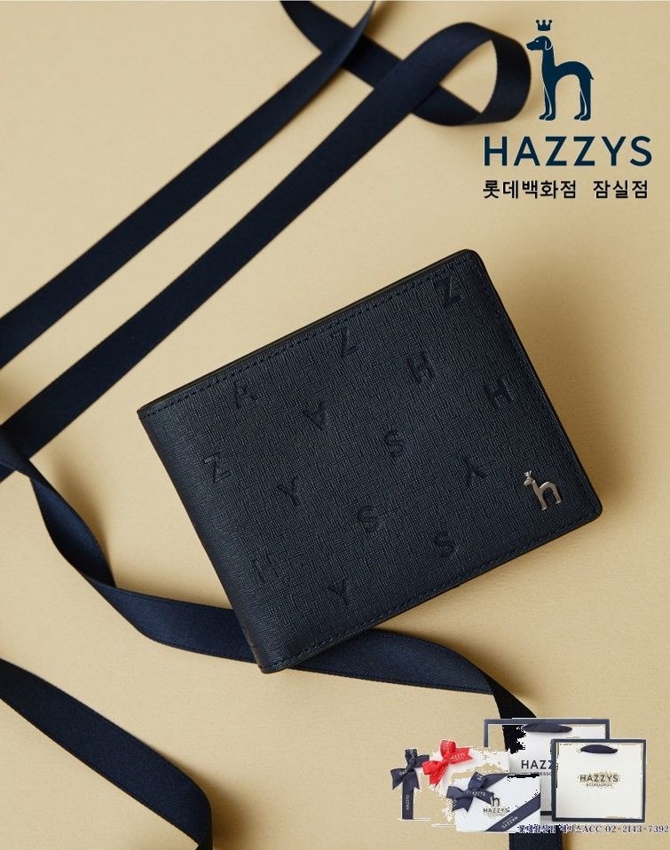 [롯데백화점] 헤지스 ACC [선물포장]HJWA5E563N3_남성용 네이비 로고 엠보 소가죽 머니클립