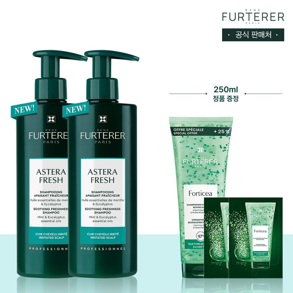아스테라 프레쉬 진정&쿨링 샴푸 500ml 듀오(+포티샤샴푸250ml&샤쉐증정)