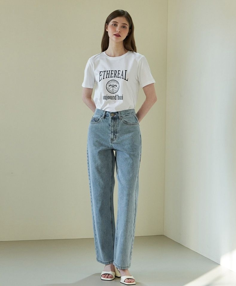 [BEIGE]릴렉스 일자 데님 팬츠 PQ7DP262