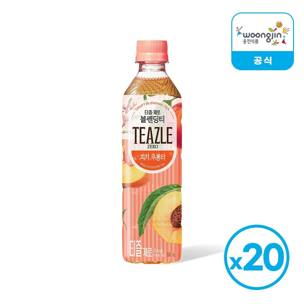 웅진 티즐제로 피치우롱티 500ml 20개