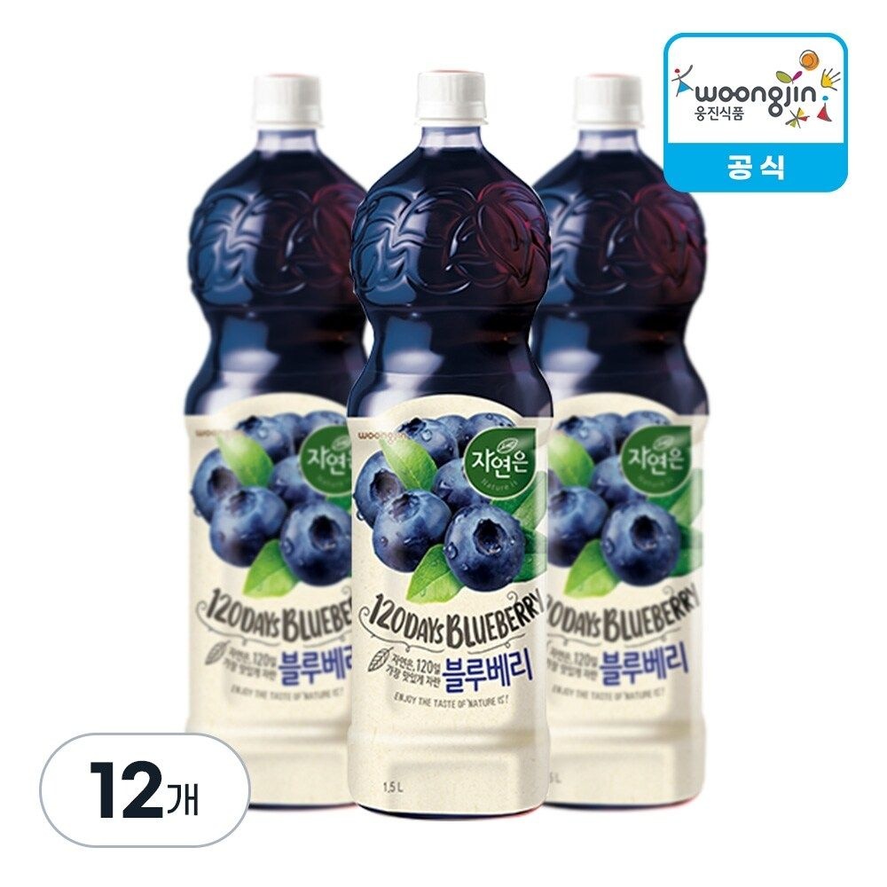 웅진식품 자연은 블루베리 1.5L, 12개