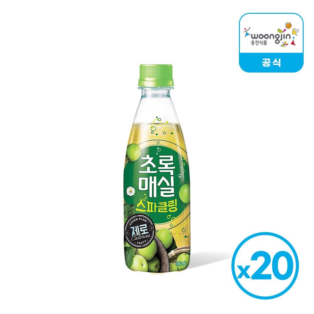 웅진 초록매실 스파클링제로 펫 350ml 20개