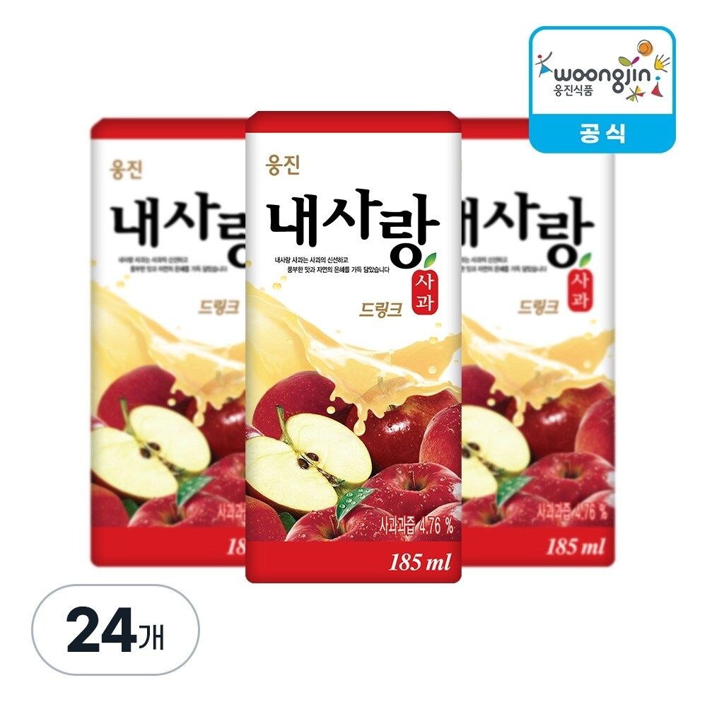 웅진식품 내사랑 드링크 사과 185ml, 24개