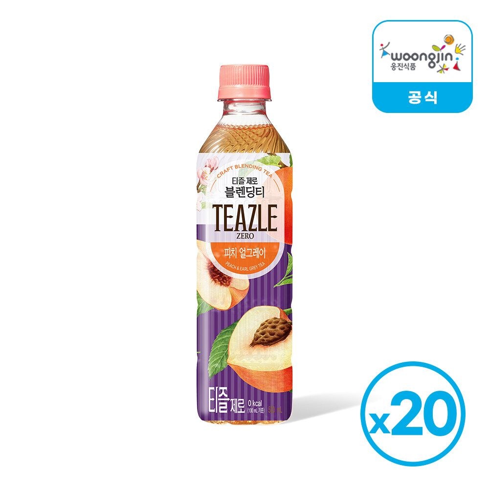 웅진 티즐제로 피치얼그레이 500ml 20개