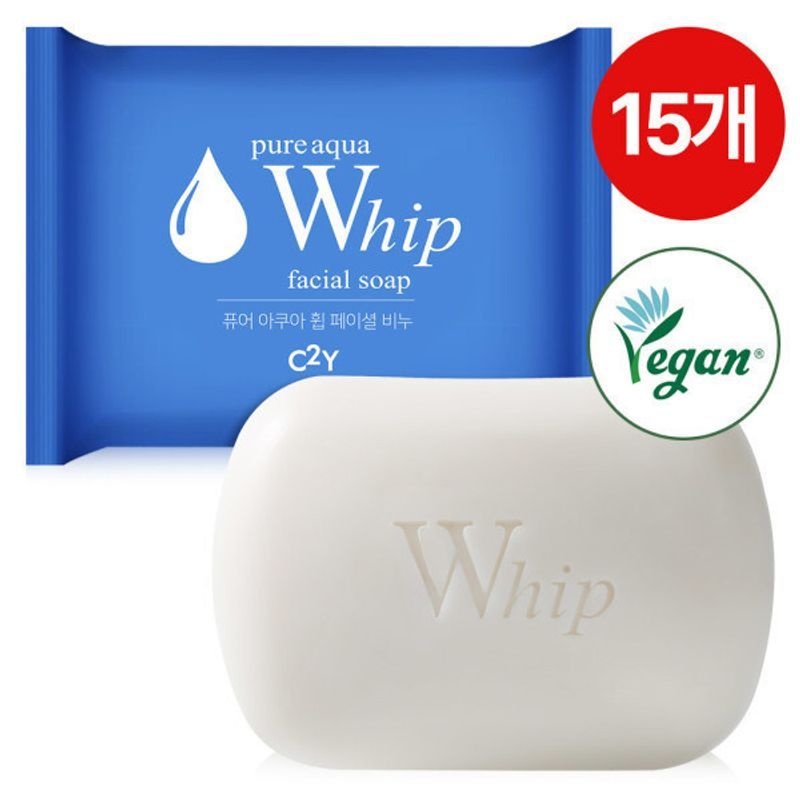 C2Y 아쿠아휩 비누/우유에빠지다 밀크 비누 100g 15개 (베이비파우더향) 페이셜 클렌징 세안 목욕비누
