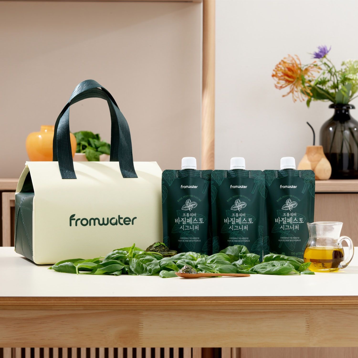 프롬워터 바질페스토 선물세트 (150g x 3개입, 전용쇼핑백포함)