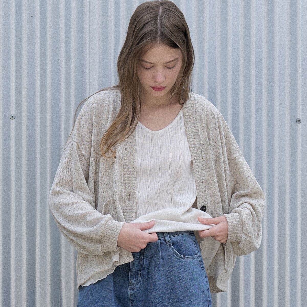 Linen Overfit Basic Knit Cardigan - 3COLOR