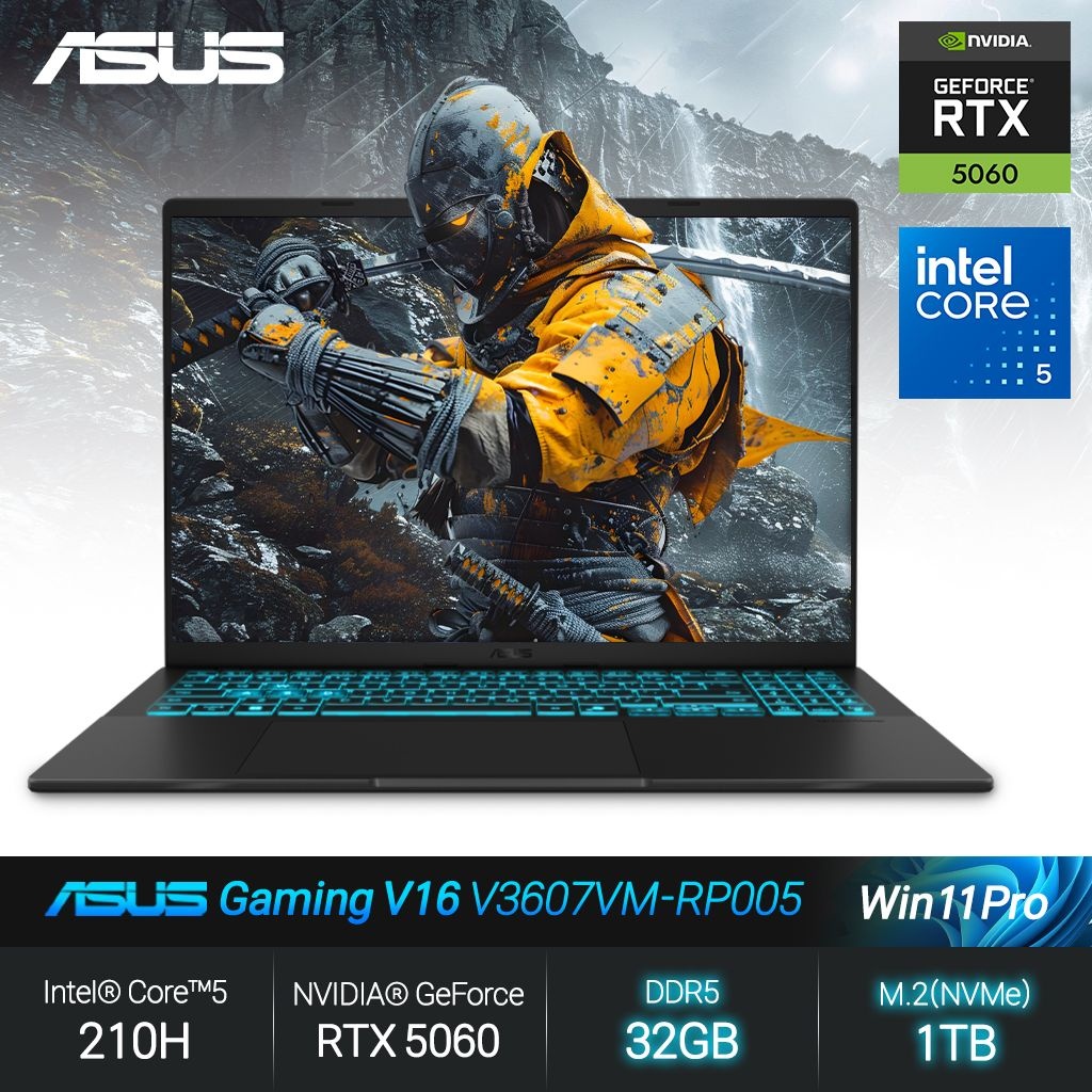 ASUS Gaming V16 V3607VM-RP005 (코어5 210H/RTX5060/32GB/1TB/WP) 게이밍 노트북 JH