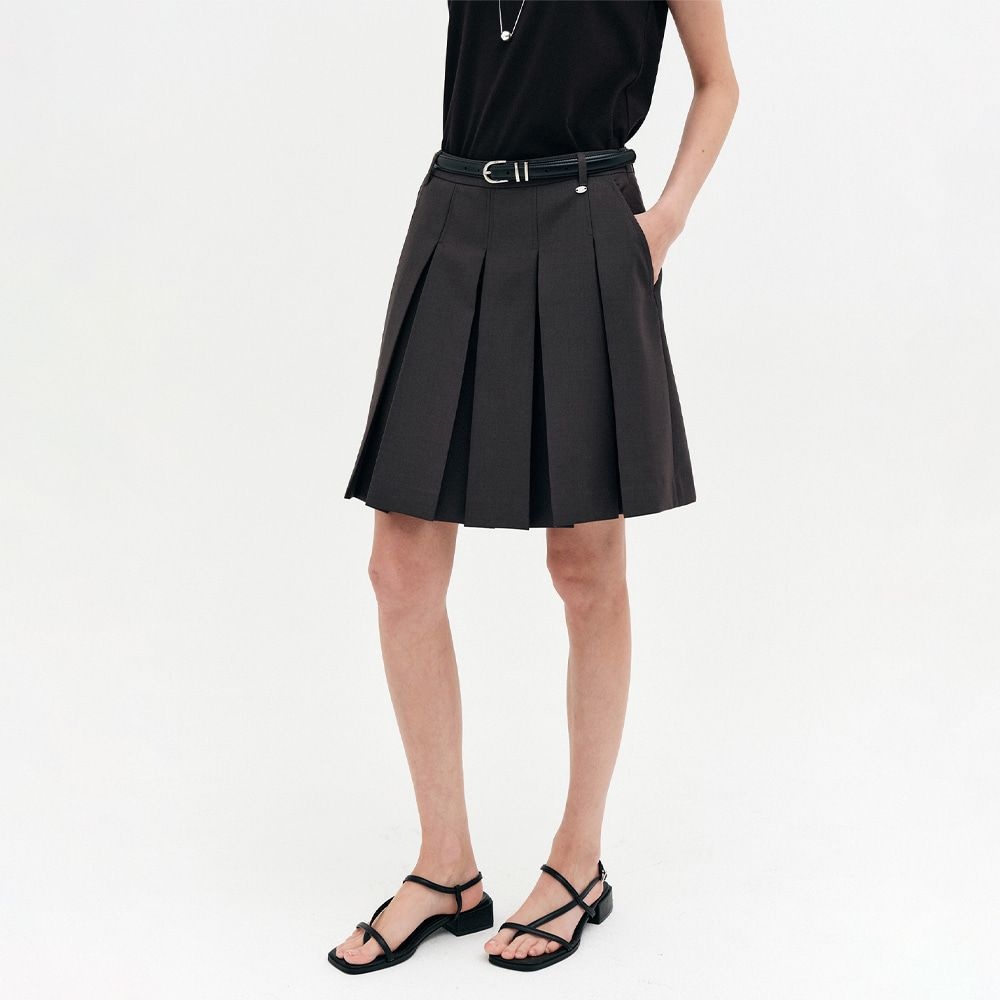 [룩캐스트]밀렌 소프트 썸머 플리츠 스커트_차콜 / MYLENE SOFT SUMMER PLEATED SKIRT_CHARCOAL