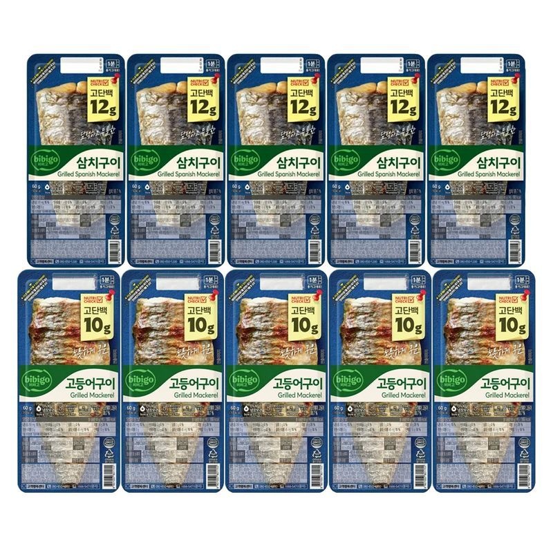 CJ제일제당 [CJ]비비고 고등어구이 60g x5개 + 삼치구이 60g x5개 (냉장)