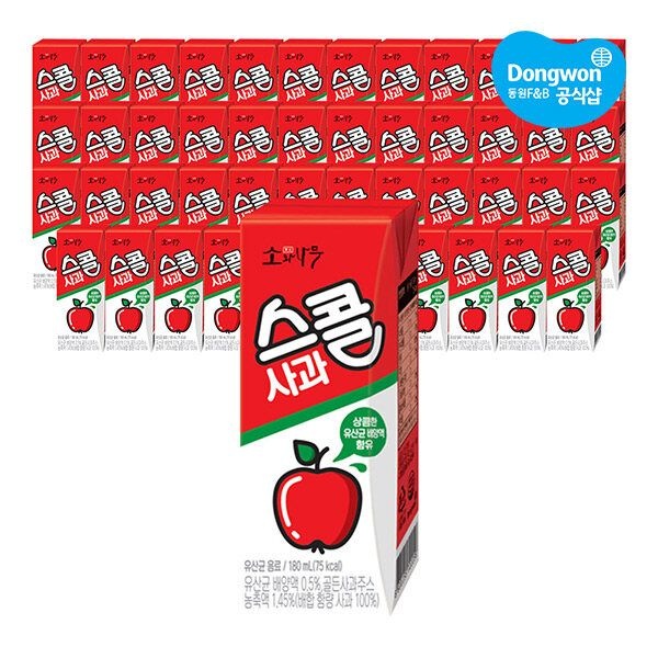 [동원] 소와나무 스콜 사과 180ml x 48개