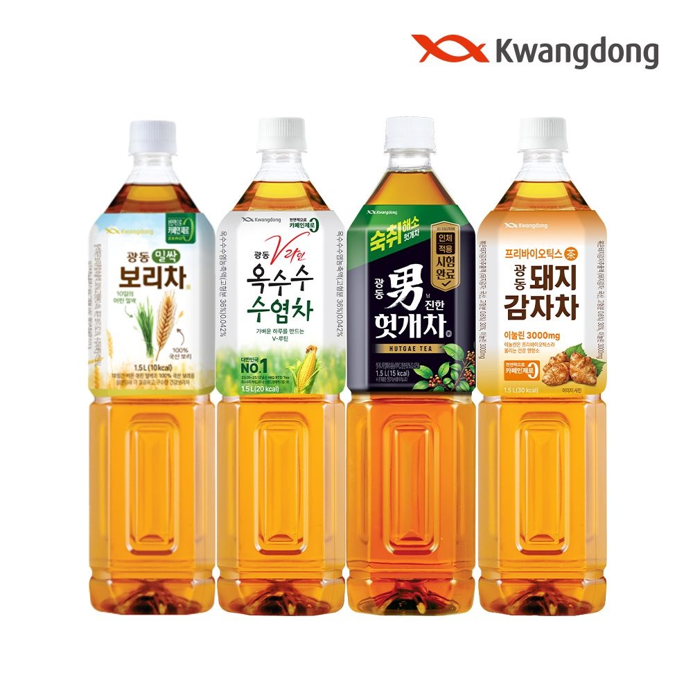 [광동직영] 옥수수수염차 / 헛개차 / 밀싹보리차 / 돼지감자차 1.5L 12pet 골라담기 (무/유라벨 랜덤 발송)