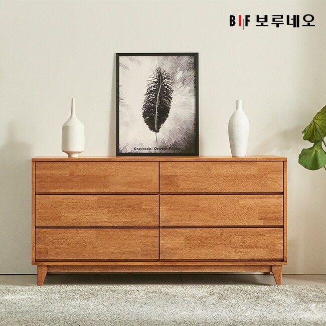 앳홈 다빈치 러버우드 원목 3단 1200 와이드 서랍장