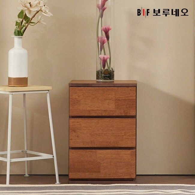 앳홈 미닉스 러버우드 원목 3단 400 서랍장