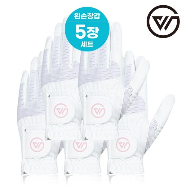 (현대Hmall) 골프웰 여성 극세사 메쉬 왼손 장갑 5세트 GW352-GV15
