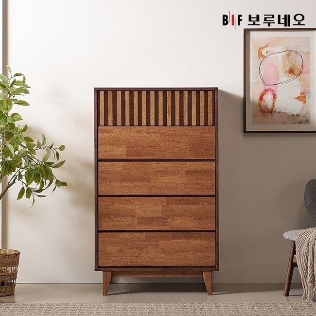 앳홈 브람스 러버우드 원목 5단 800 서랍장