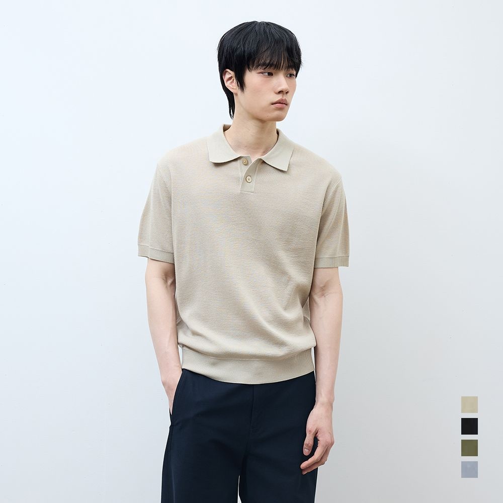 [ON]린넨라이크 카라 반팔 니트 _4colors