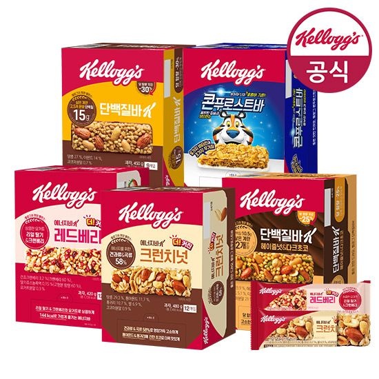 켈로그 에너지바 크런치넛 40g x 6개 + 레드베리 35g x 6개 + 증정 4개