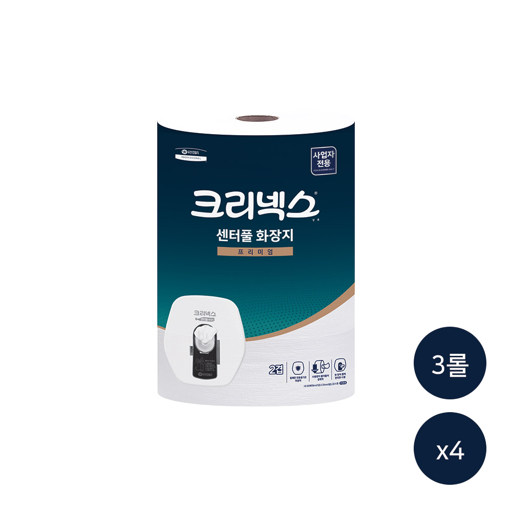 유한킴벌리 크리넥스 센터풀 프리미엄 점보롤 화장지 800매 3롤 X 4백 (총12롤)