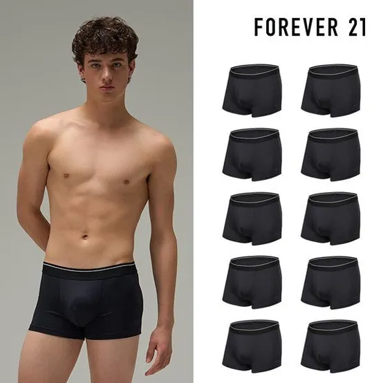 FOREVER21 클리어런스 가성비팩 포에버21 남성 퀵드라이 흡한속건 드로즈 블랙 10종1322981