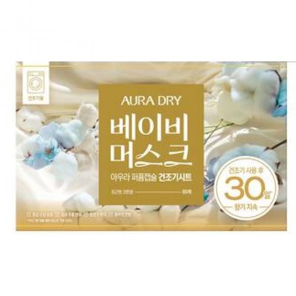 아우라 30일 향기지속 퍼퓸캡슐 건조기용 드라이시트 베이비머스크, 80매, 1개