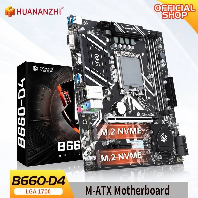 [해외] 마더보드 메인보드 HUANANZHI-B660 D4 M-ATX DDR4 마더 보드 지원 12 13 Gen (인텔 LGA 1700 CPU 12100F/12400F/12490F/12600F/12700F/13600F)