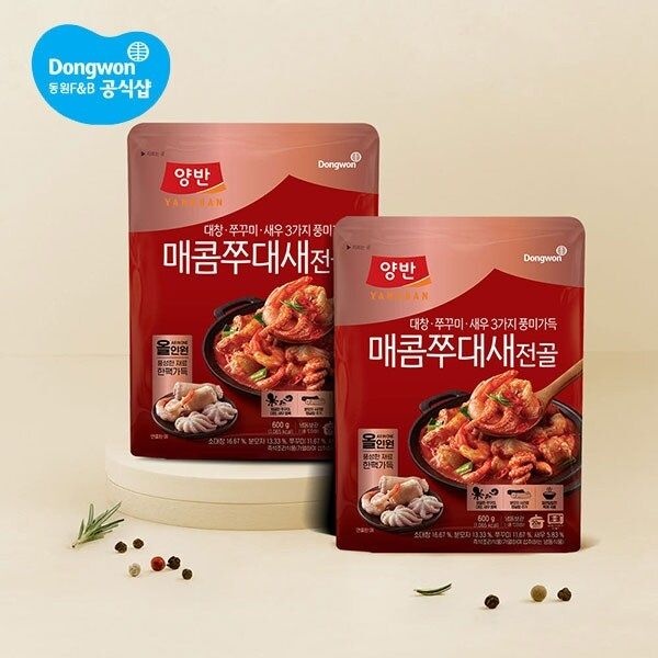 동원 양반 매콤 쭈대새전골 600g 2봉 (냉동)