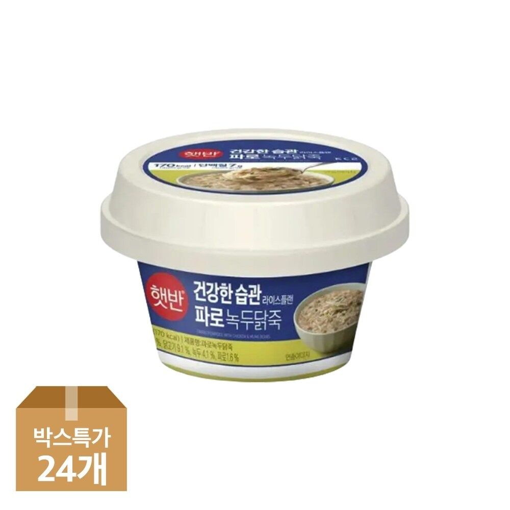 CJ 햇반 라이스플랜 파로녹두닭죽 265g x24개
