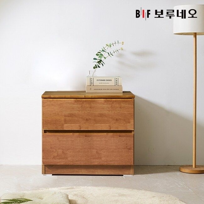 앳홈 테드 브라우니 원목 600 2단 서랍장 (깊이400)