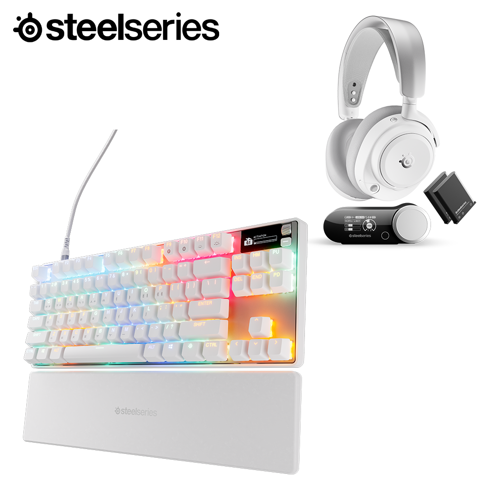[플래그십 화이트] 스틸시리즈 Arctis Nova Pro Omni 헤드셋 + Apex TKL Gen 3 KR 키보드