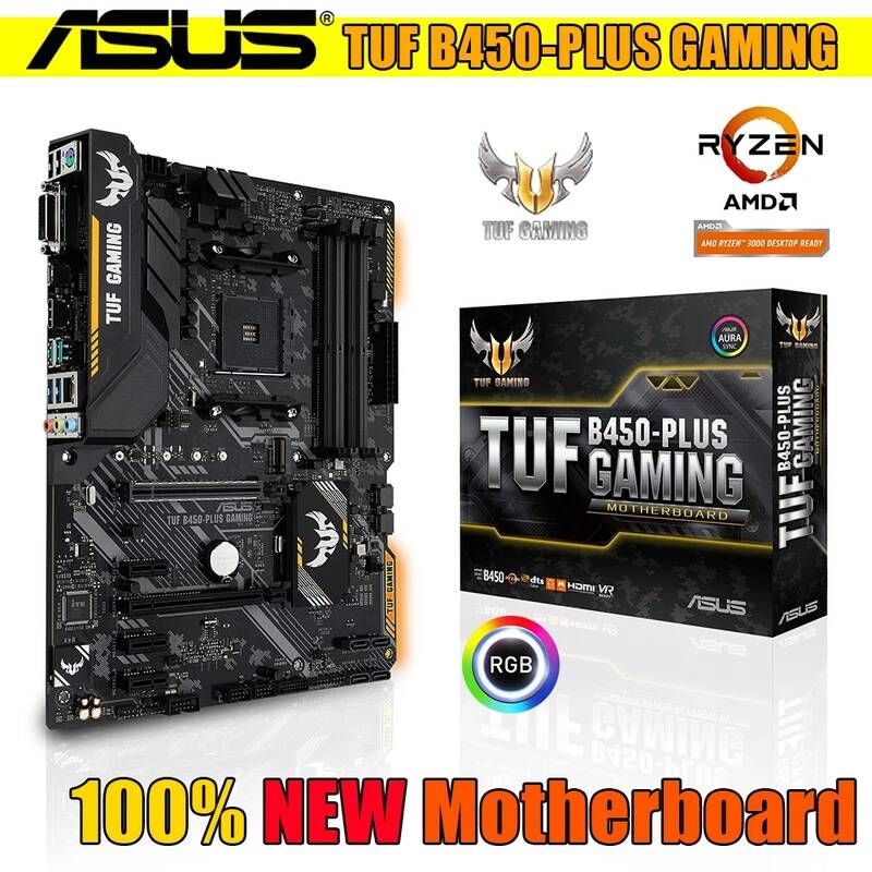 UnKnown [해외] 마더보드 메인보드 100% 소켓 AM4 ASUS 마더 보드 TUF B450 PLUS 게임 Ryzen 5 3200 CPU 용 듀얼 채널 DDR4 3000/2800/5600 (OC)MHz 지