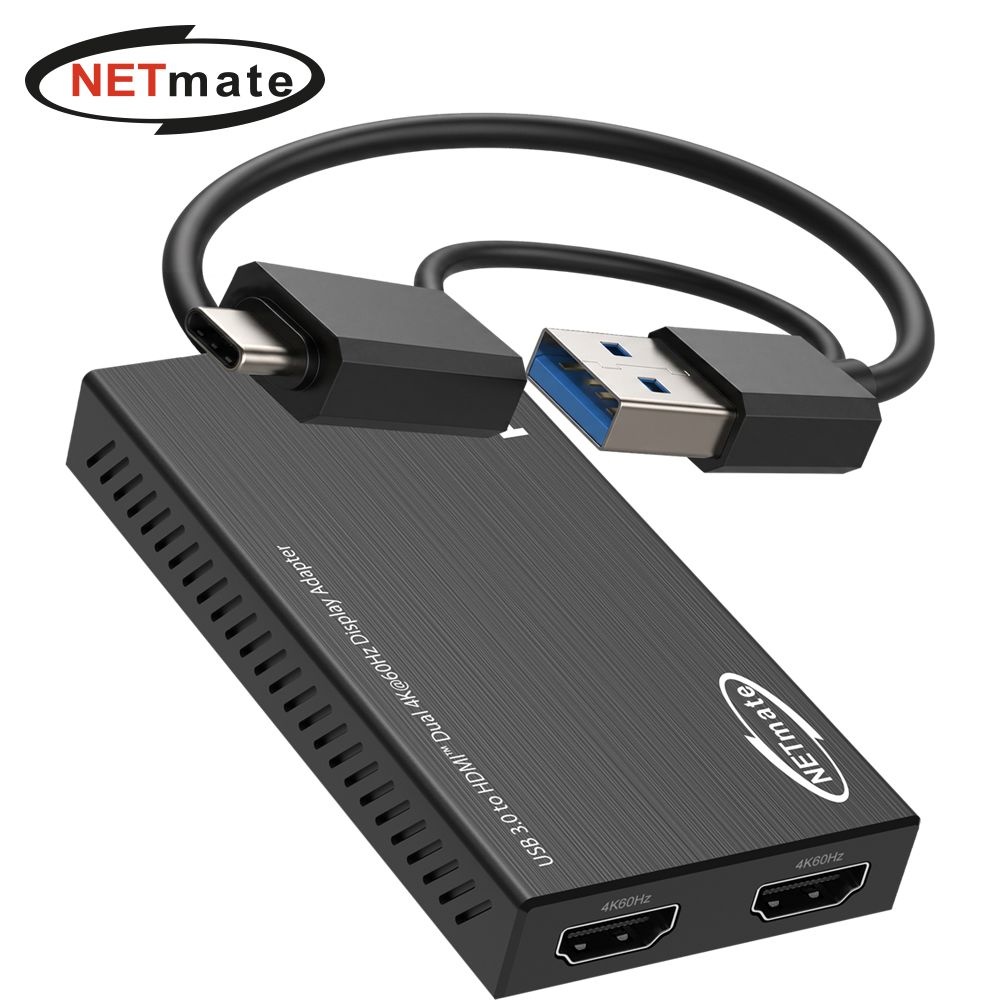 듀얼hdmi컨버터 USB 듀얼 HDMI 컨버터 4K 2포트 DisplayLink c타입 USB3.0 to HDMI